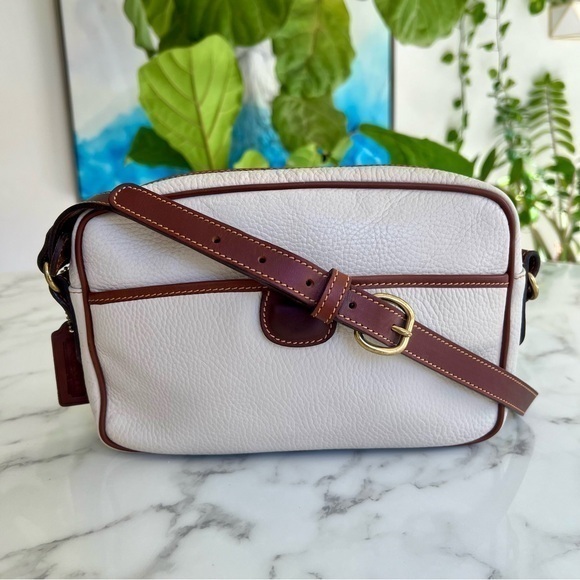 COACH Vintage Sheridan Charleston Crossbody Shoulder Bag Bone & Tan Leather 4217 - Picture 1 of 15